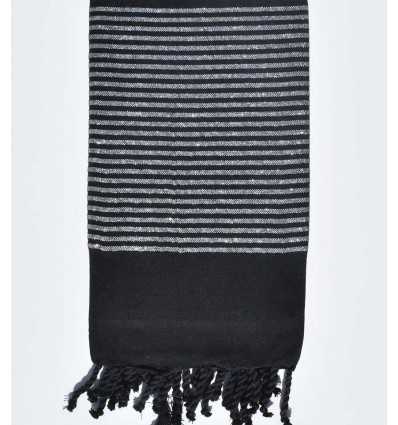 Fouta déco noir avec fil lurex argenté