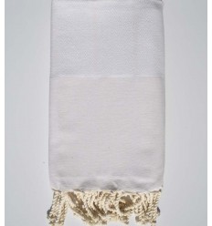 Fouta Chevron blanc cassé  - 1