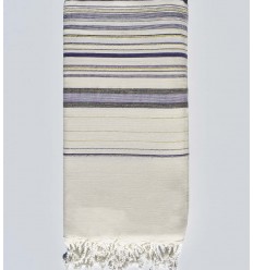Jeté Fadhila blanc crème, améthyste et violet avec lurex Fouta Tunisia - 1