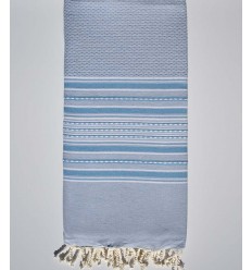 Jeté arabesque bleu ciel rayée bleu moyen  - 1