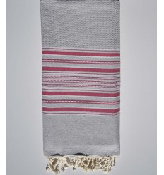 jeté arabesque gris clair rayée rose bonbon  - 1