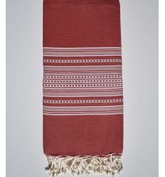 Jeté arabesque rouge rayée blanc  - 1