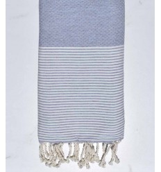 Serviette de plage Nid d'abeille gris bleu fumée Fouta Tunisia - 1