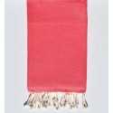 Serviette de plage unie rose cerise Fouta Tunisia - 1