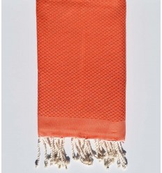 FOUTA nid d'abeille unie corail  - 1