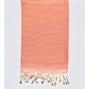 Serviette de plage unie rose corail clair Fouta Tunisia - 1
