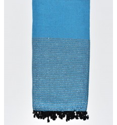Jeté bleu azur avec lurex Fouta Tunisia - 1