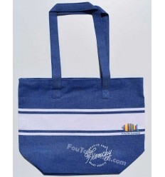Sac couleur bleu avec broderie Fouta Tunisia - 1